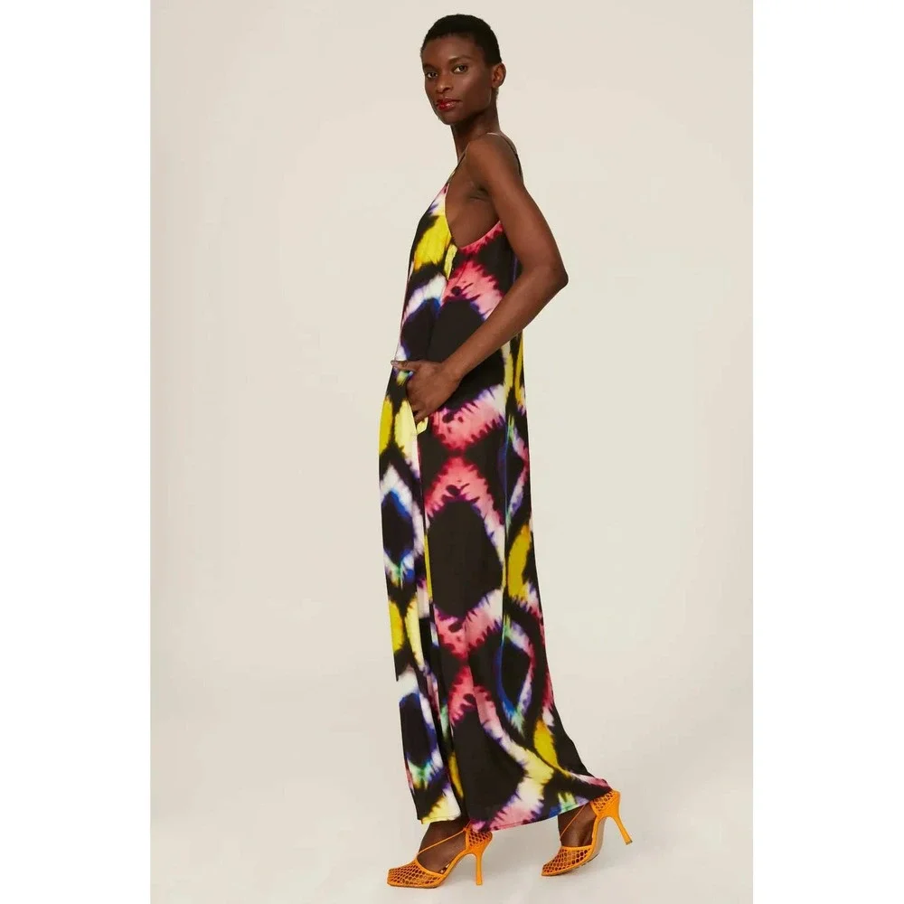 Busayo Collective Maxi Dress Womens 2 Multi Tie Dye Halter‎ Neck Bow Boho Summer